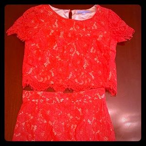 Antonio Melani two piece red lace dress Size 0